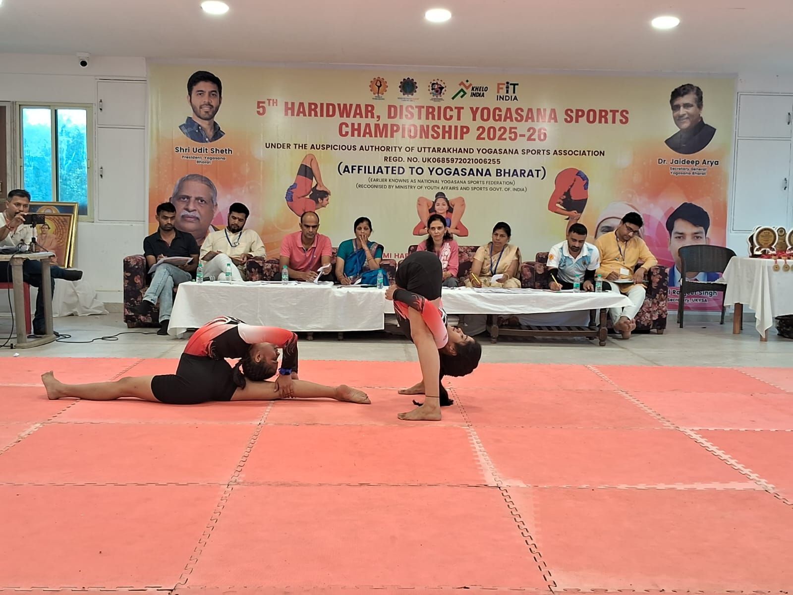 An athlete on the competition mat