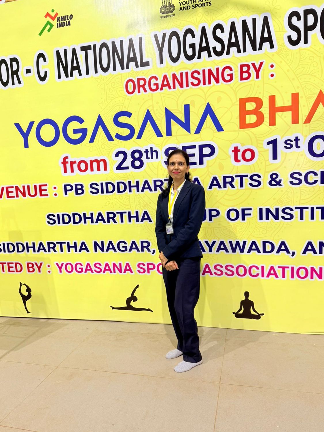 Dr. Meena Sharma at the Junior & Senior National Yogasana Sports Championship